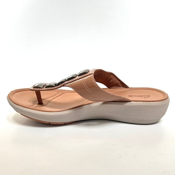 Clarks Wave Walk Pop Toe Post Dusty Pink Jewel Embellished Sandals, Size 8.5 - Picture 4 of 14